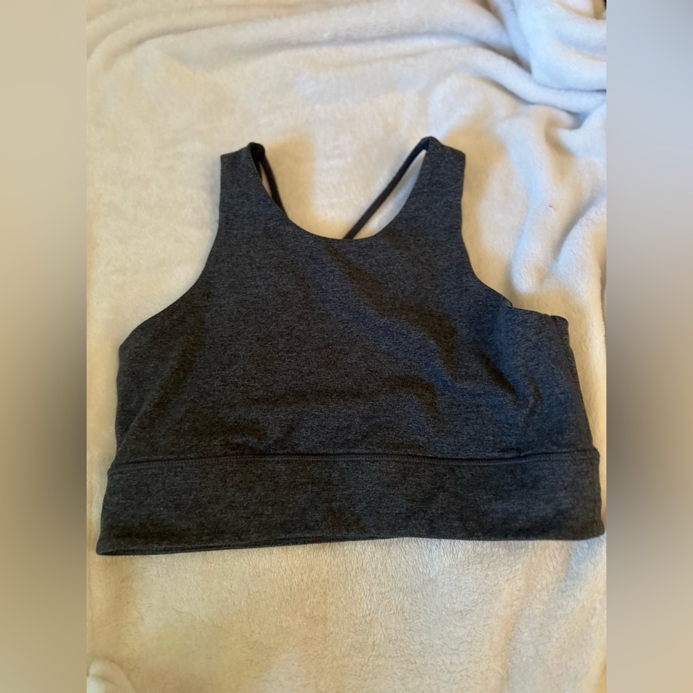Vuori Dark Charcoal Gray High-Neck Sports Bra
